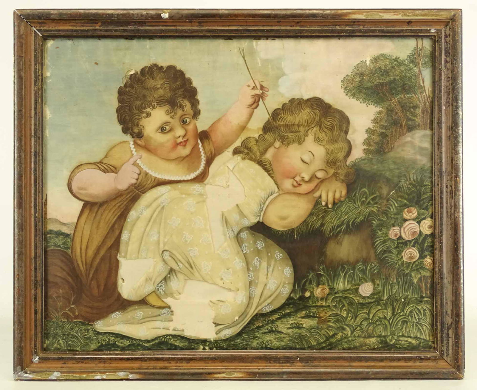 19th c. Watercolor on Silk (1 of 8)