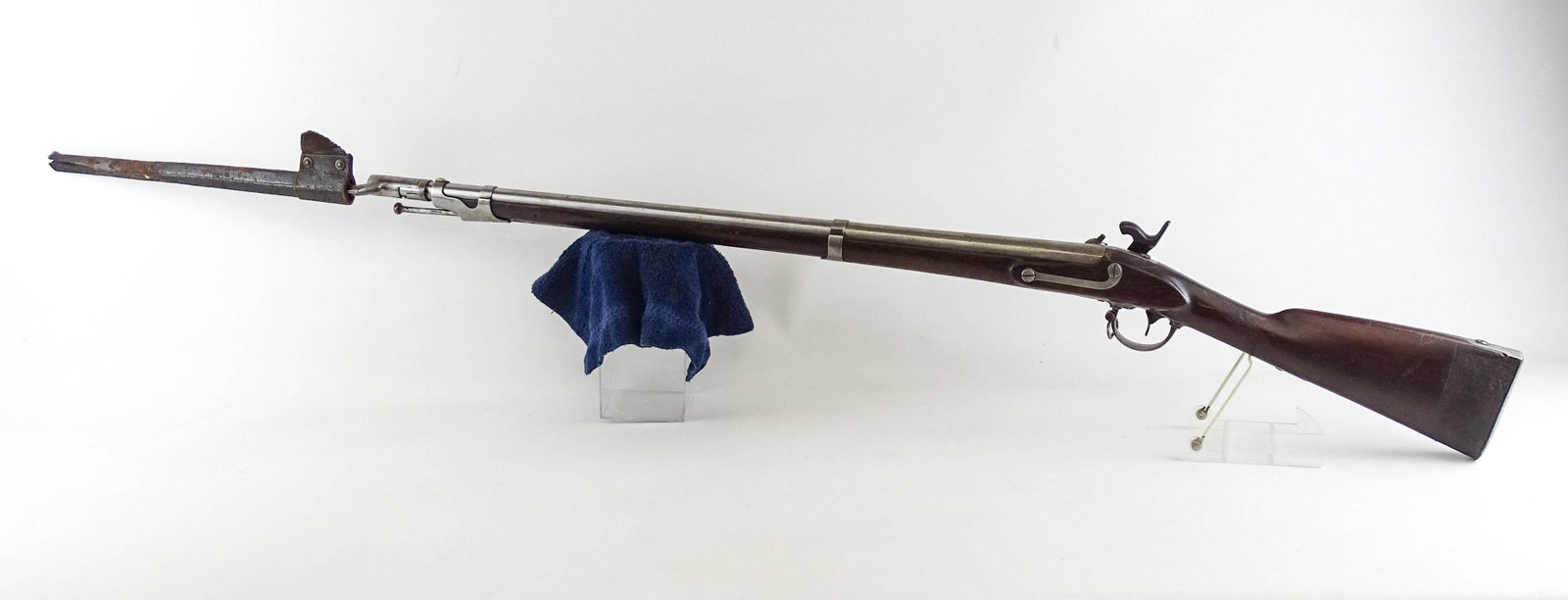 Harpers Ferry 1844 "35" Percussion Musket: Harpers Ferry 1844 "35" percussion musket with bayonet. 48 1/2" L.. 32 1/2" barrel. 19" bayonet.