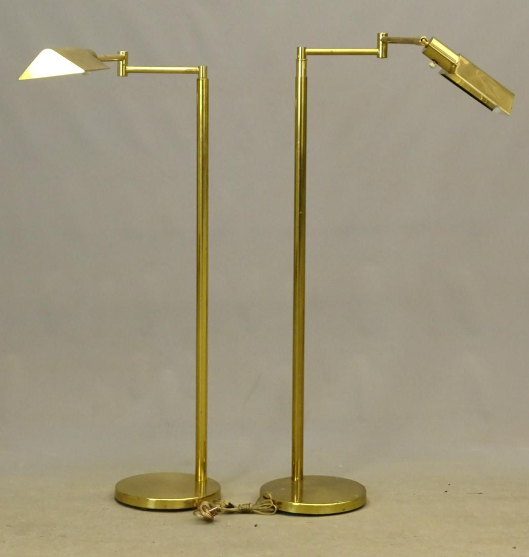 Pair Koch & Lowy Floor Lamps: Pair brass adjustable Koch and Lowy floor lamps.