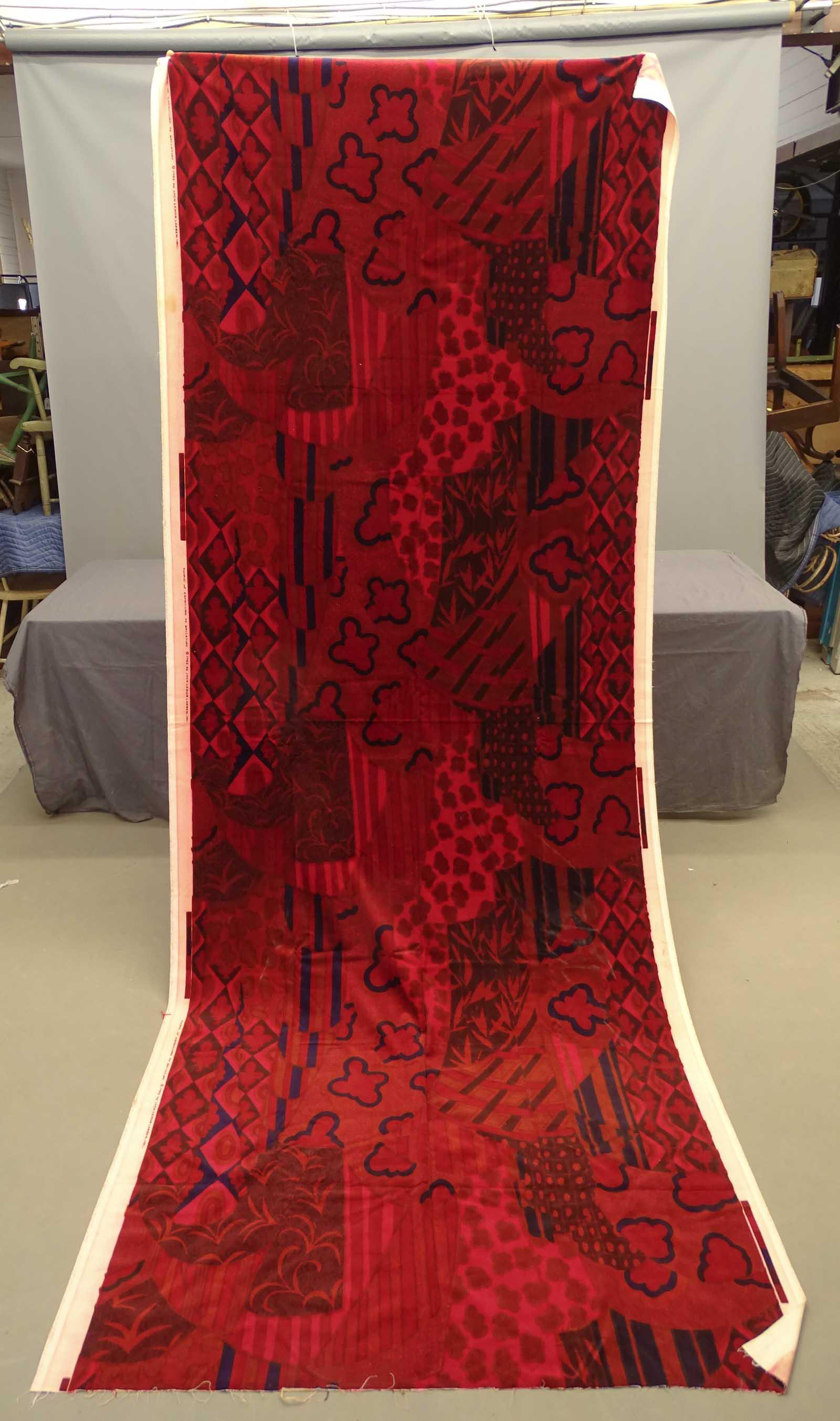 Jack Lenor Larsen Velvet Fabric: Signed Jack Lenor Larsen 1963 New Old Stock velvet fabric. 48" x 128" (3.5 yards).
