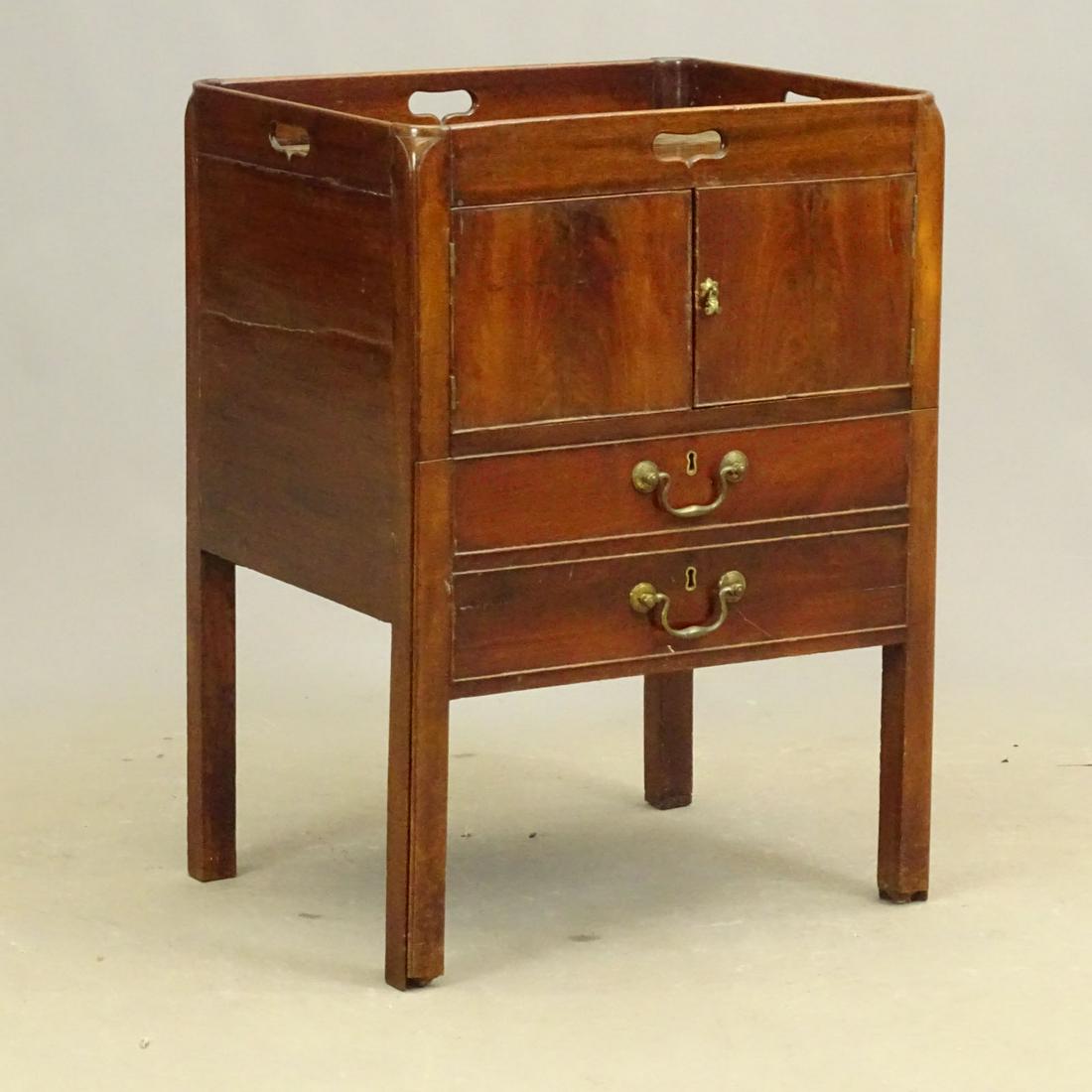 George III Mahogany Commode: George III mahogany commode. Imperfections. 20 1/2" x 16 1/2" x 28".