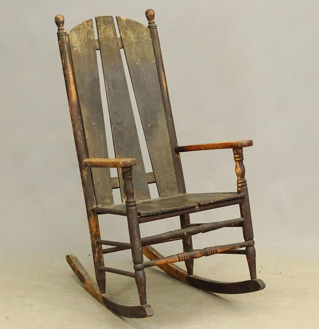 19th c. Primitive Rocking Chair: 19th c. primitive rocking chair. 17" seat Ht., 42" Ht..