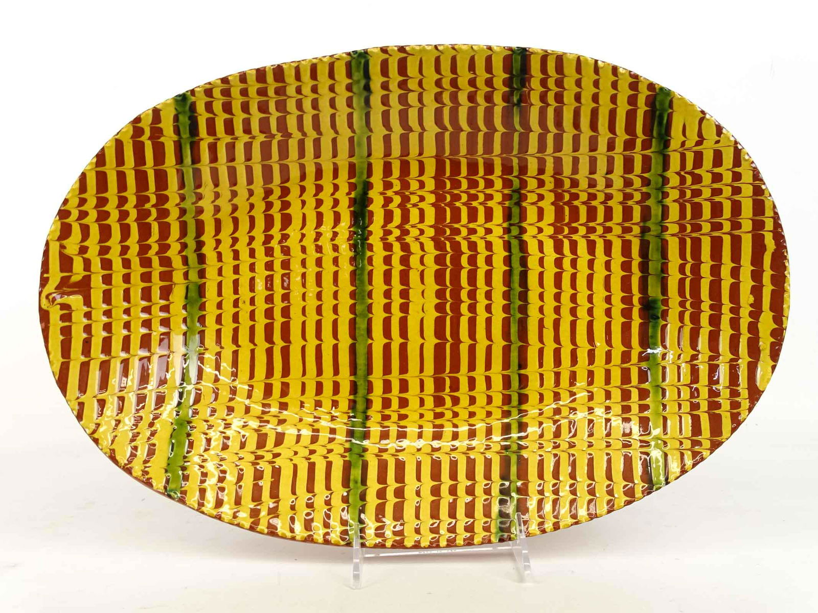 Lester Breininger Platter: Lester Breininger redware platter. 17" x 11 1/2". Dated June 23, 1993 underside.