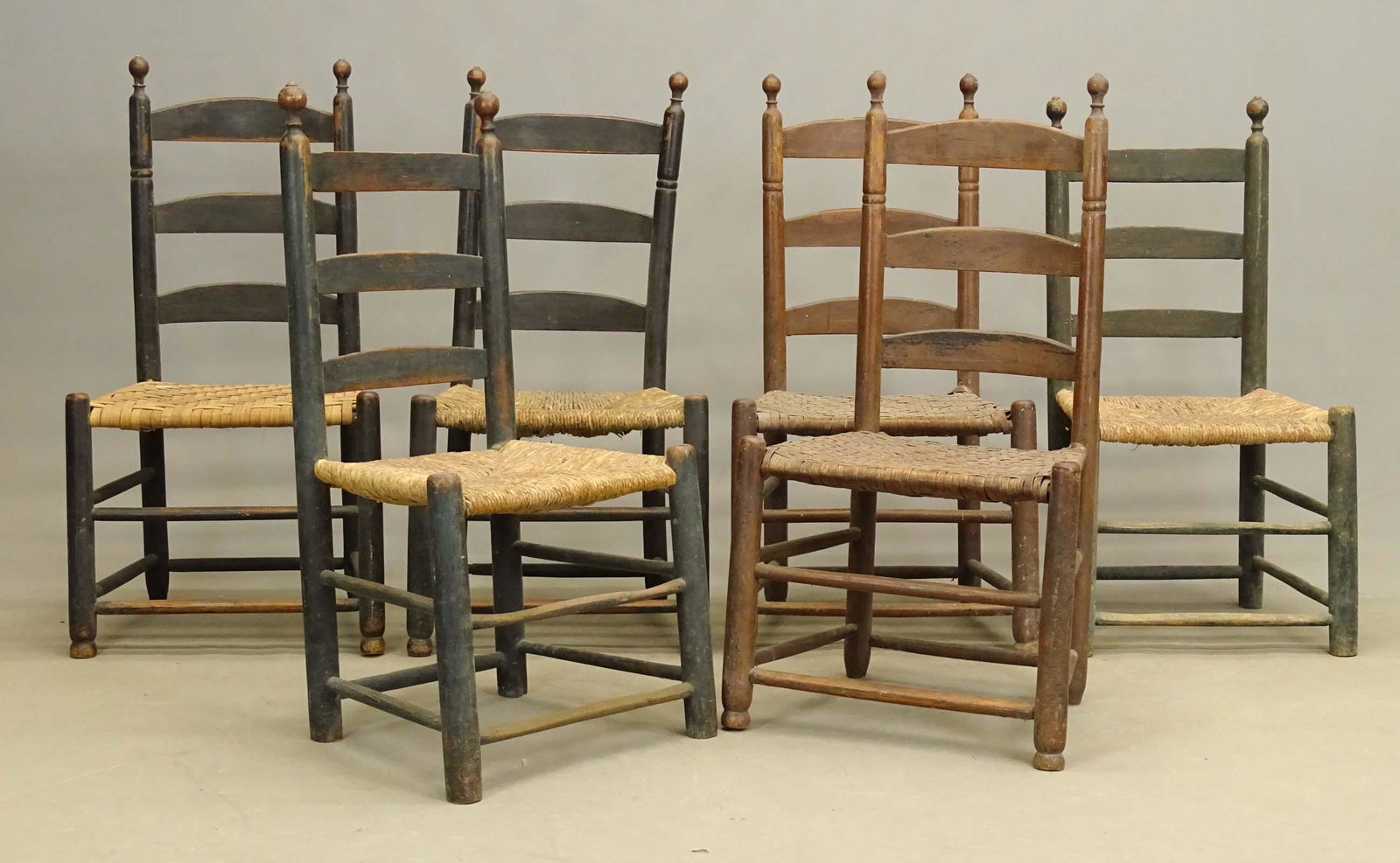 Assorted Chair Lot: Lot (6) assorted early Hudson Valley chairs. Provenance: Estate of Philip And Kathleen Seibel, Catskill New York.