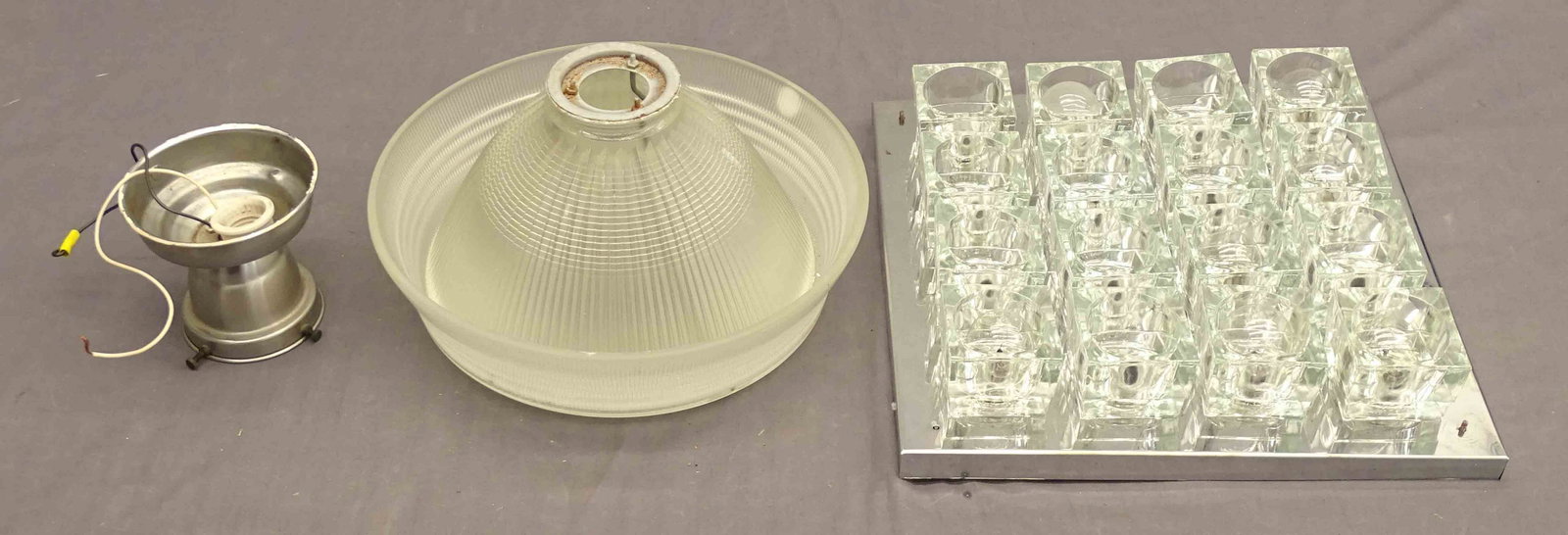 Contemporary Light Fixture: Contemporary light fixture. 17" x 17" (as found), along with shade.