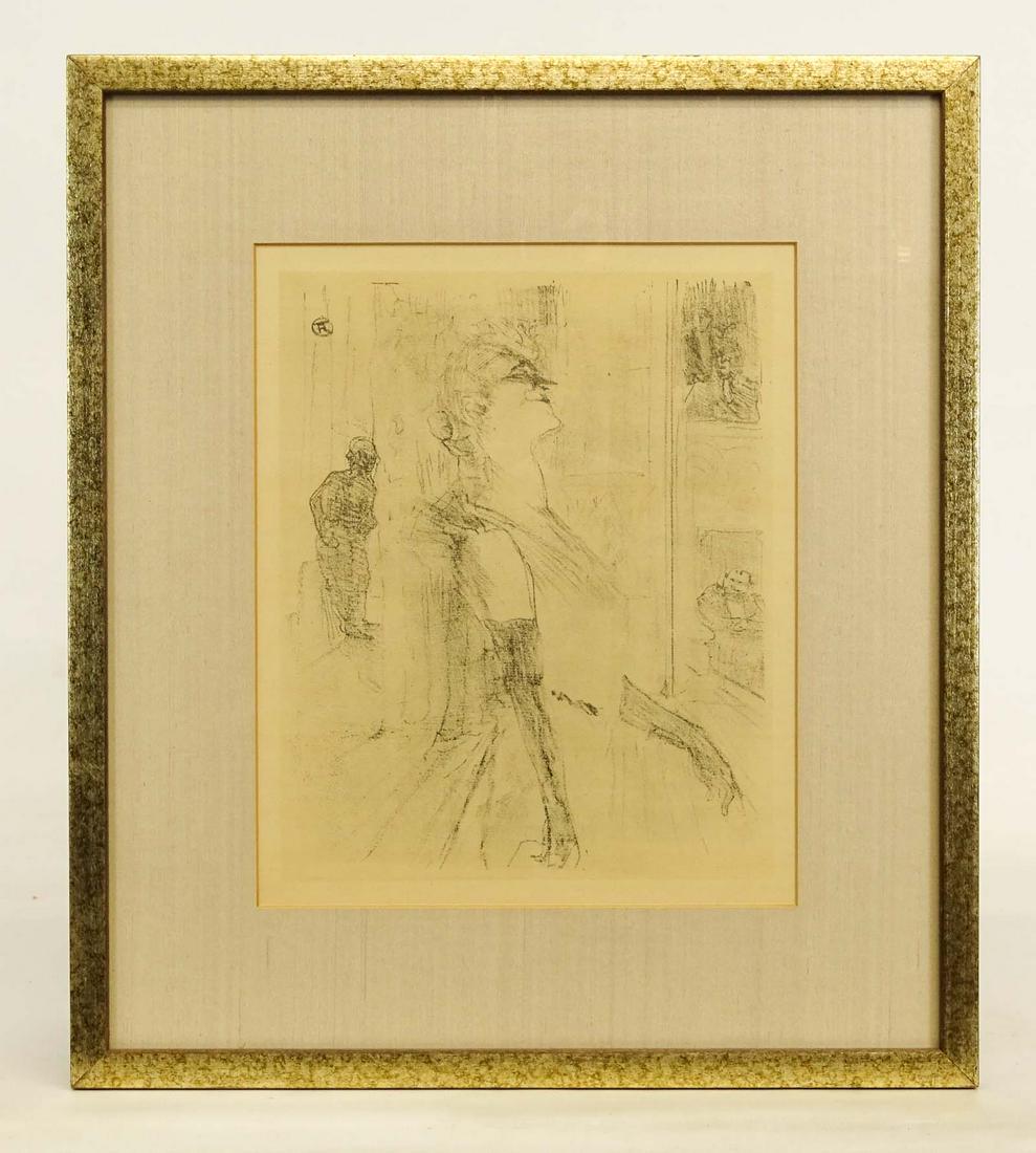 Henri De Toulouse-Lautrec (1864-1901): Henri De Toulouse-Lautrec (1864-1901), "Lady". Lithograph on paper. Sight 12" x 10".