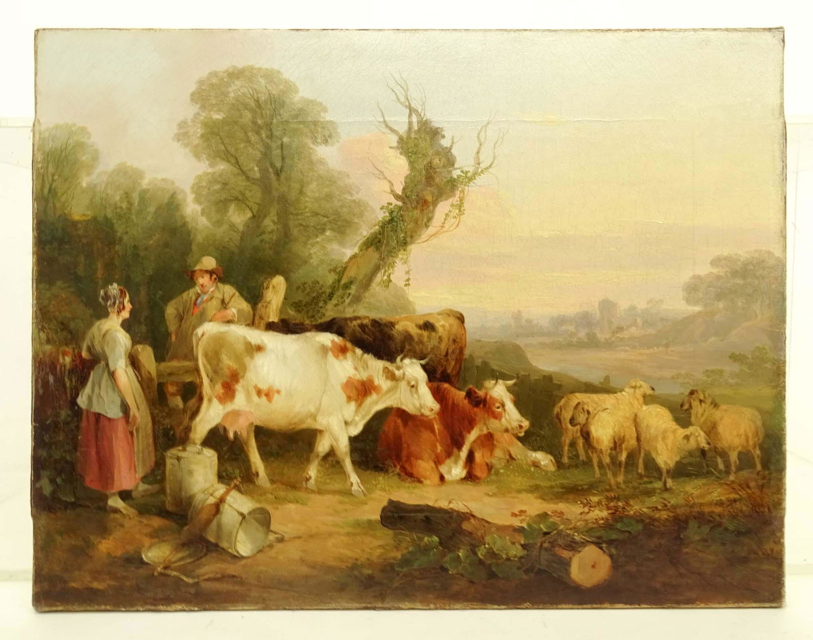 Painting, 19th c. Landscape with Cows (1 of 3)