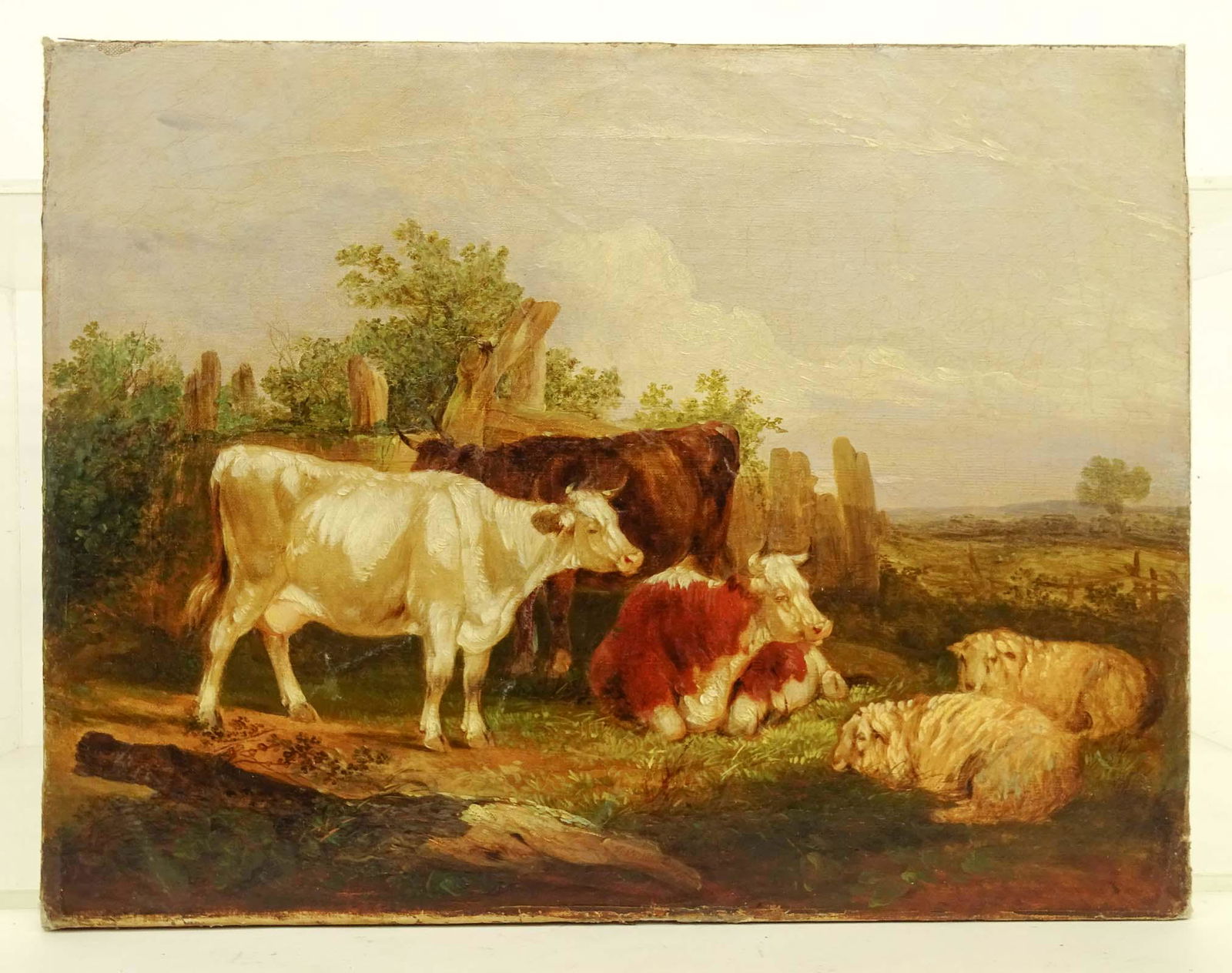 Painting, 19th c. Landscape with Cows (1 of 4)