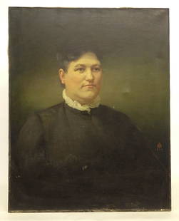 Warren Wheelock (19th/20th Century): Painting: Warren Wheelock (19th/20th Century), portrait of Mrs. W. H. Norris. Oil on canvas. Unframed. 34" x 27 1/2".