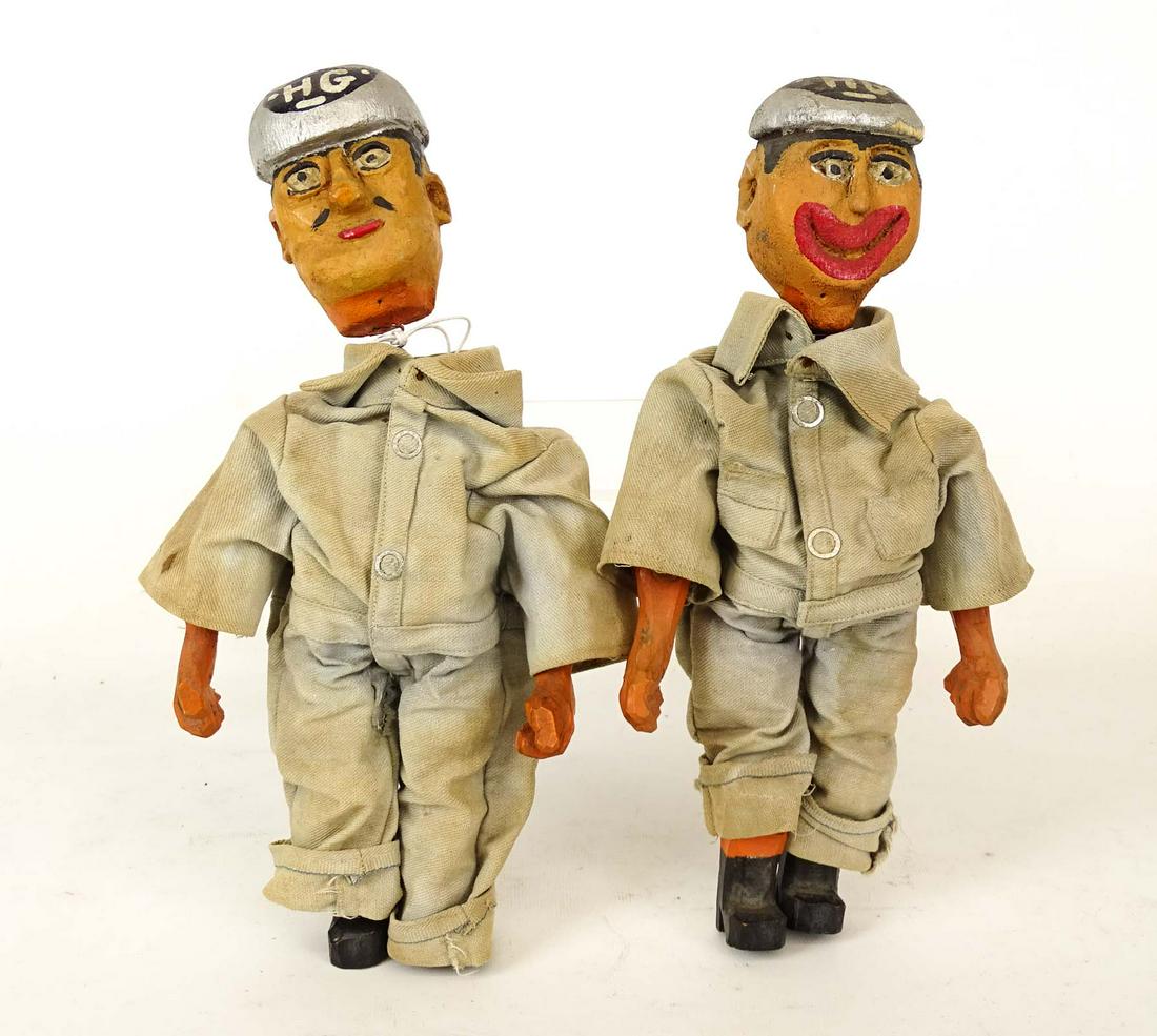 Pair Folk Art Wooden Puppets (1 of 4)