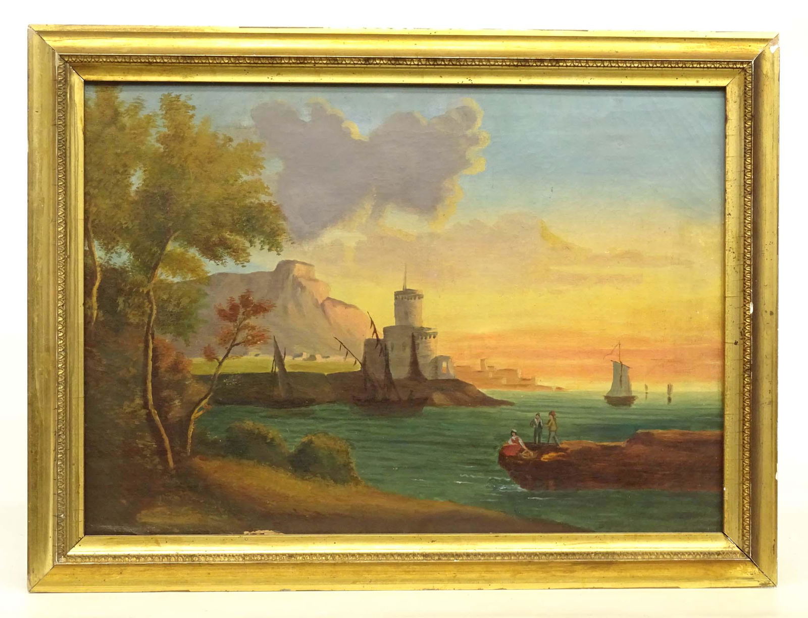 Painting, 19th c. Harbor with Boats (1 of 6)