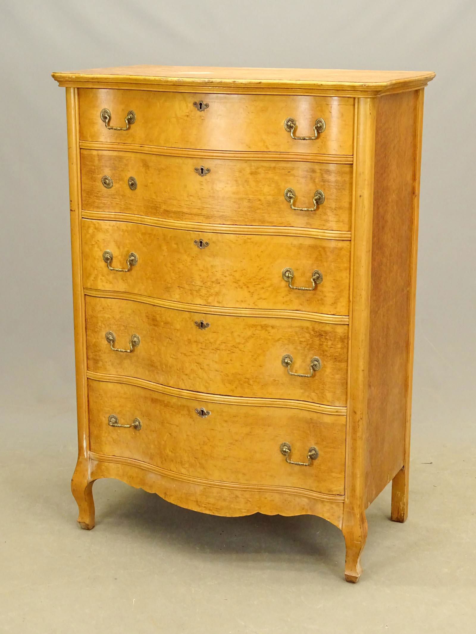 Birdseye Maple Chest of Drawers (1 of 5)