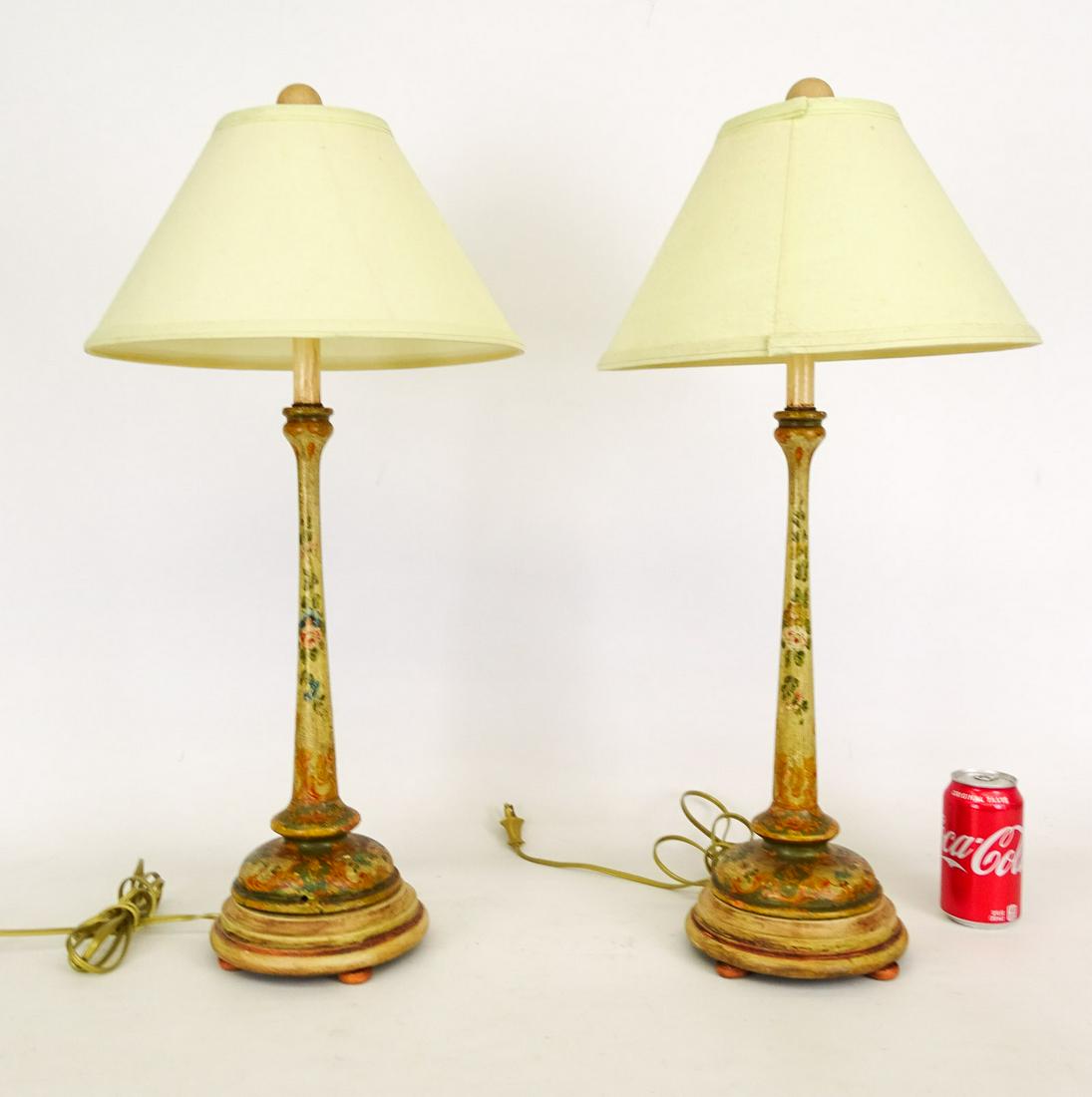 Pair Decorative Wooden Table Lamps (1 of 5)