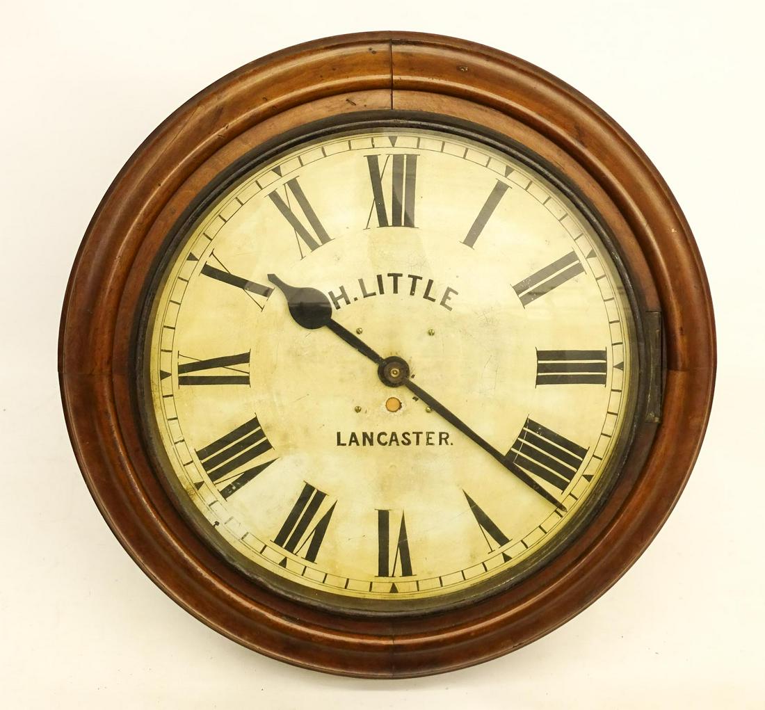 Vintage H. Little Lancaster Wall Clock: Vintage H. Little Lancaster wall clock. 24" D., 5" Ht..