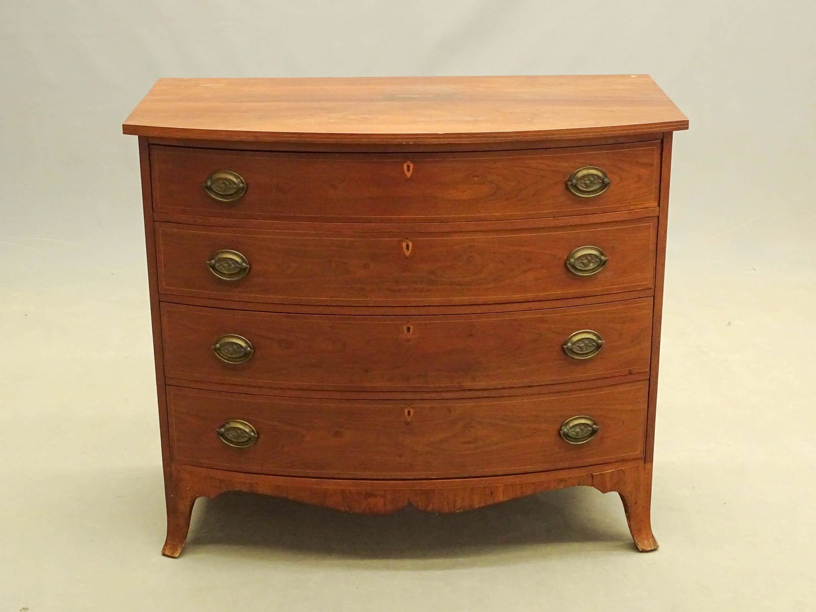 18th c. Cherry Bowfront Chest of Drawers (1 of 7)