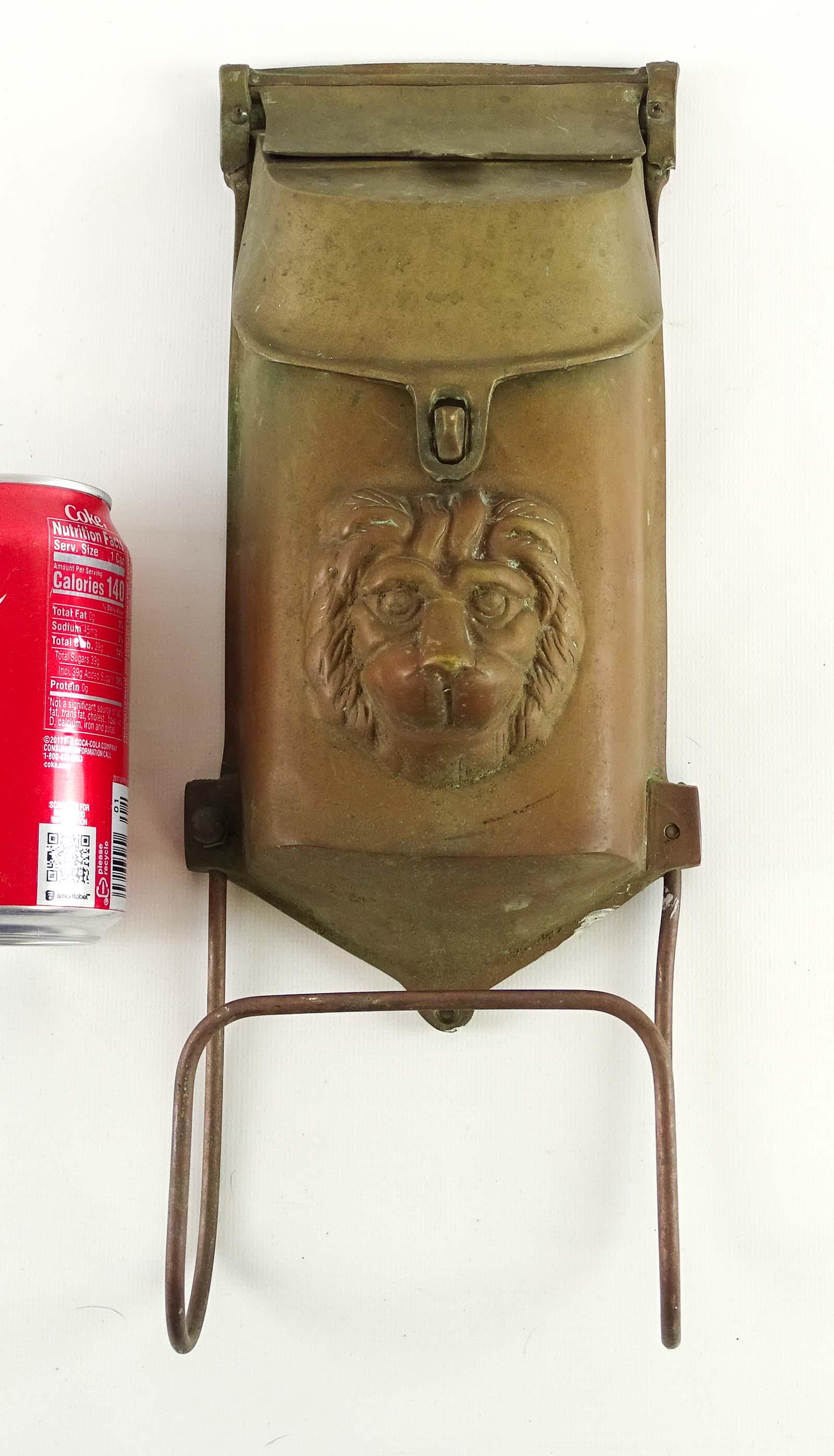 English Mailbox: Brass English mailbox with lions head. 14 1/2" L..