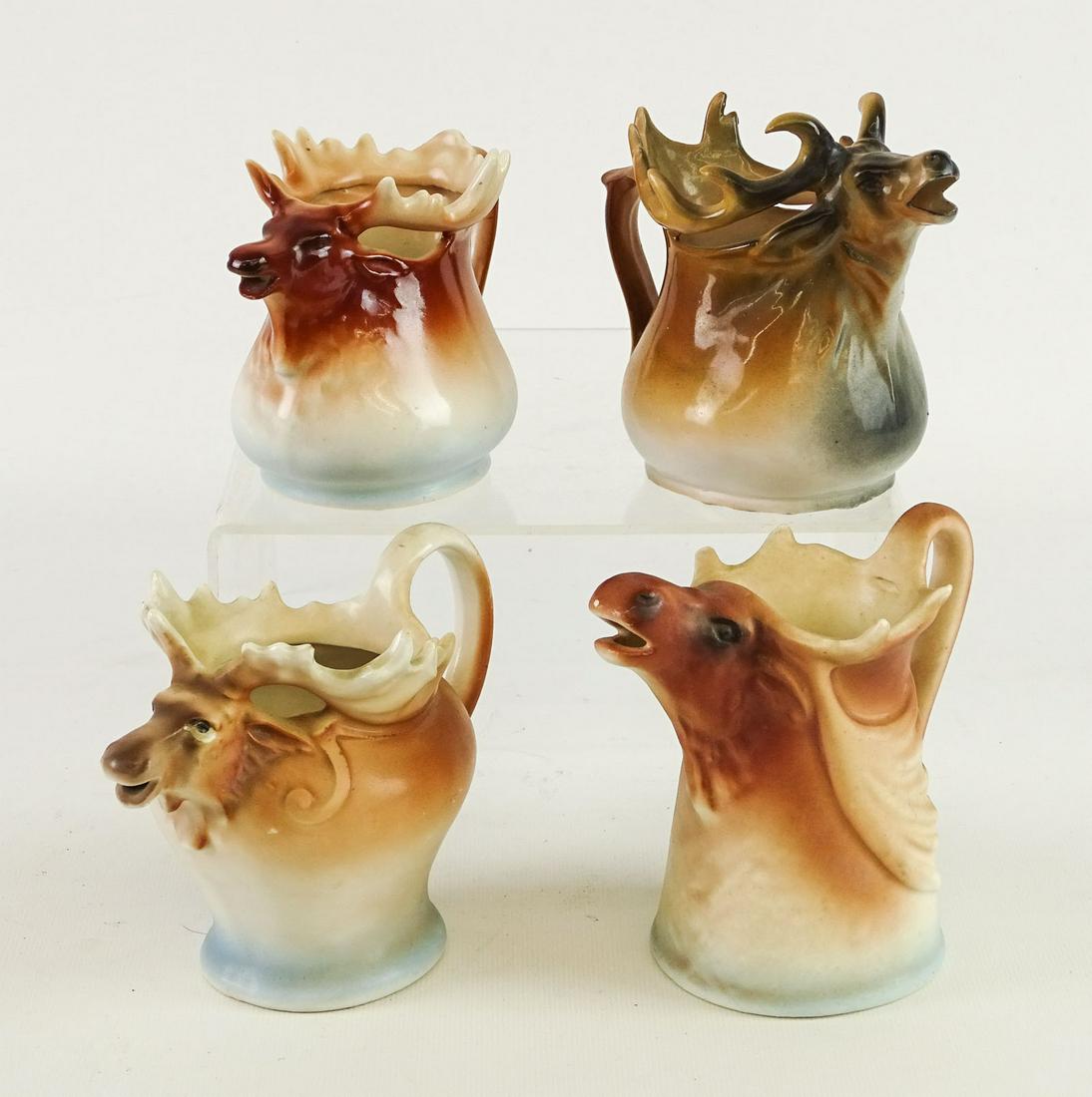 Lot (4) C. 1900's Moose Creamers (1 of 5)