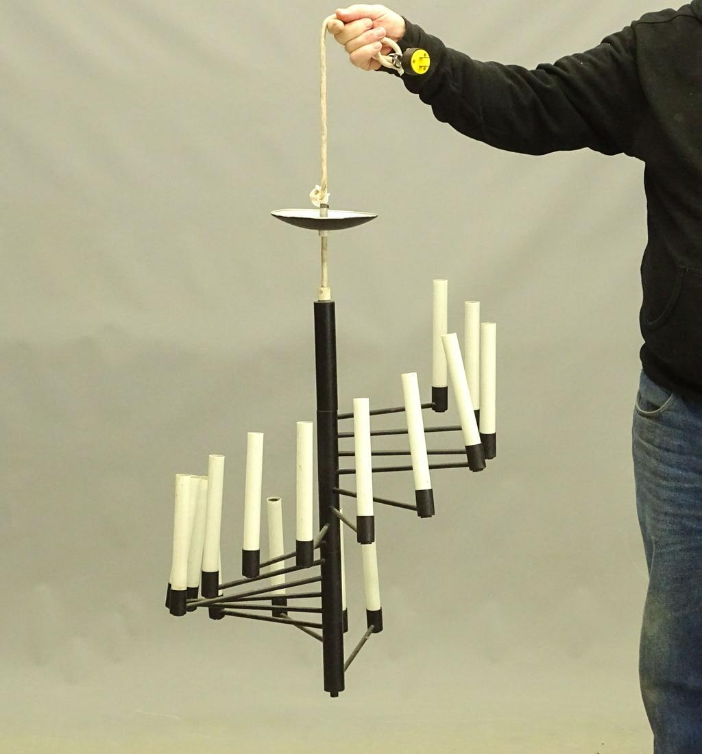 Mid Century Chandelier: Spiralena for Lightolier Mid Century Chandelier. C. 1960. Works. Approx. 20" x 24".