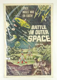 Vintage Movie Poster: Vintage movie poster "BATTLE IN OUTER SPACE" (dated 1960). 41" x 27".