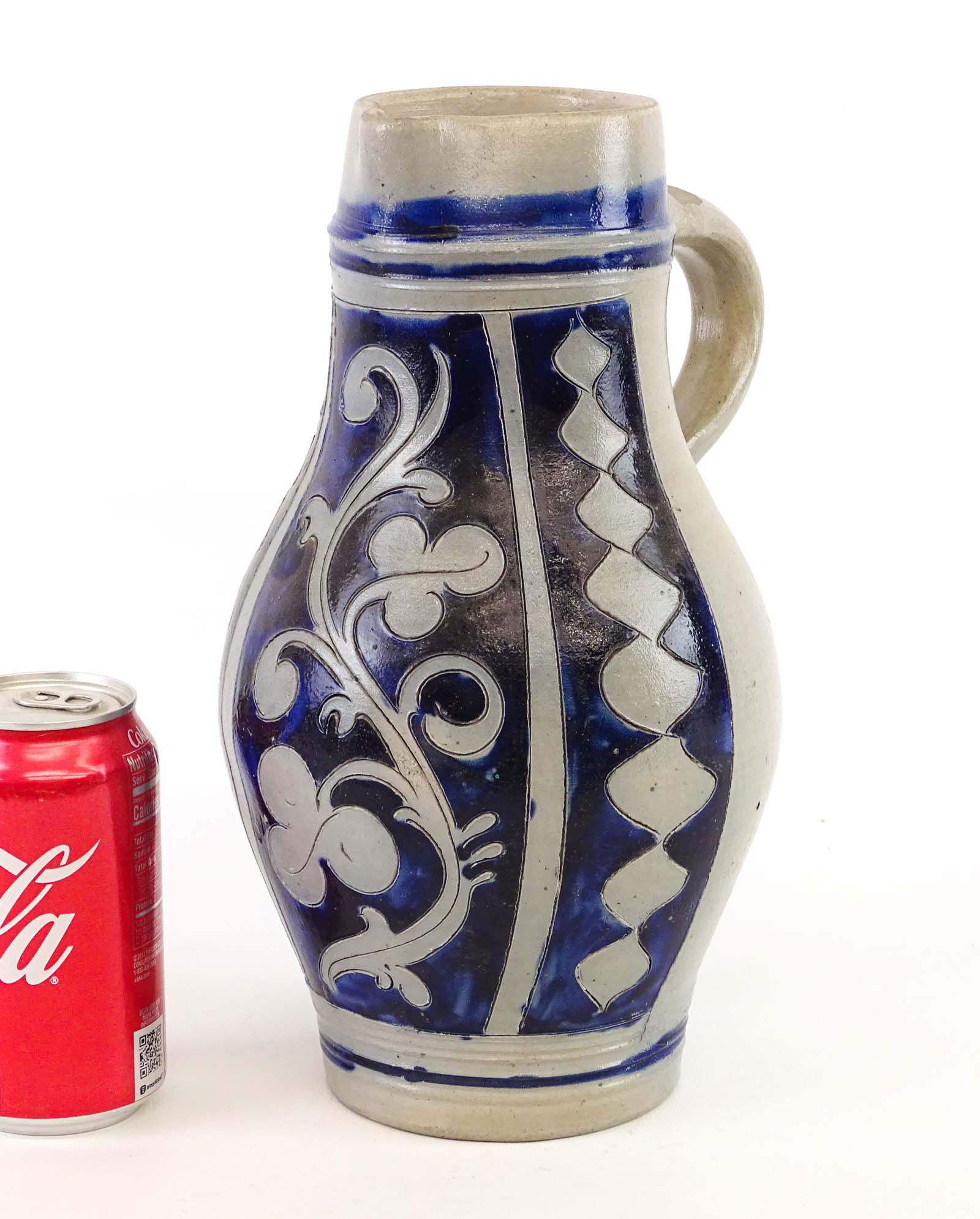 19th c. Stoneware Incised Pitcher (1 of 5)