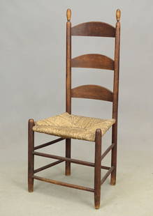 19th c. Enfield Shaker Chair: 19th c. Enfield Shaker ladderback chair. 16" seat Ht., 43" overall Ht..