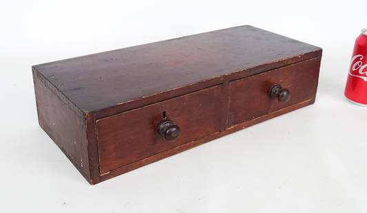 19th c. Two Drawer Box: 19th c. two drawer box. 16 1/4" x 7 1/4" x 4".