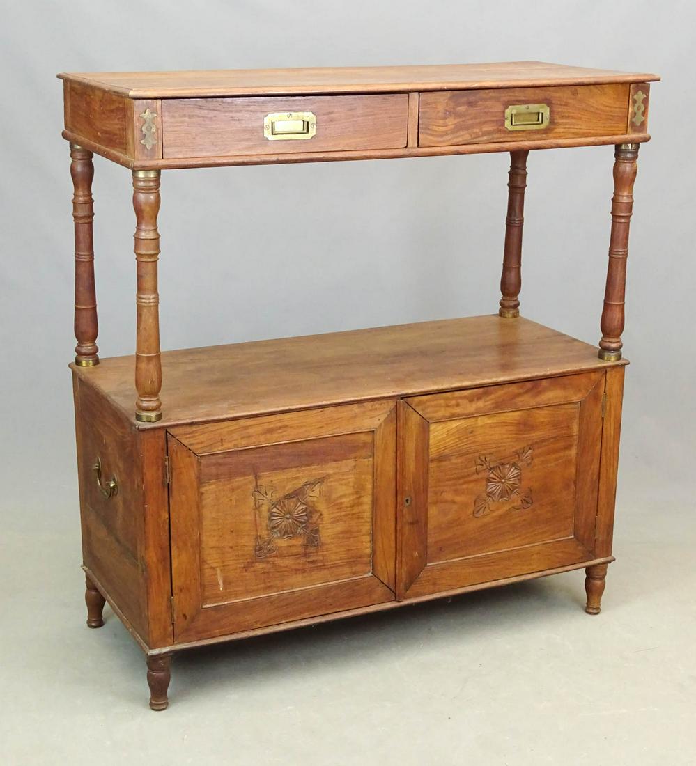 Mahogany Server: Mahogany Campaign style server. 43" x 19" x 47".