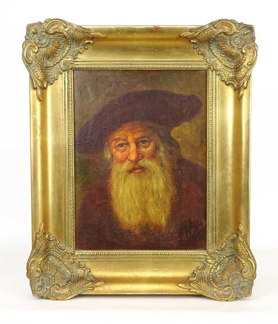 Continental School, Portrait of a Man: Continental School, portrait of an old bearded man. Oil on canvas. 16" x 12".