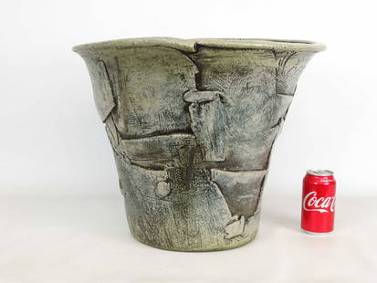 Georgy Roby Raku Pottery Pot: Large George Roby Raku pottery pot. 19" D., 15" Ht..