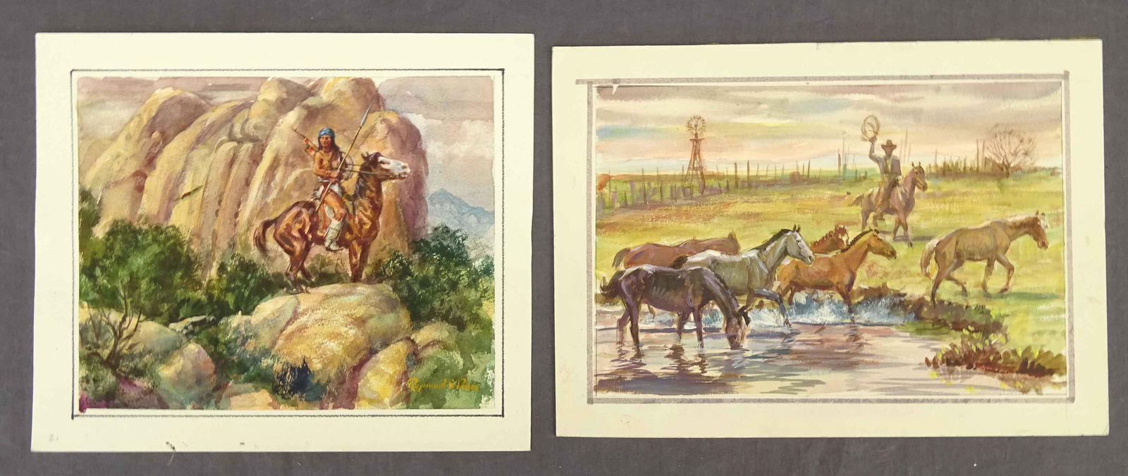 Native American, Cowboy, Watercolors (1 of 4)