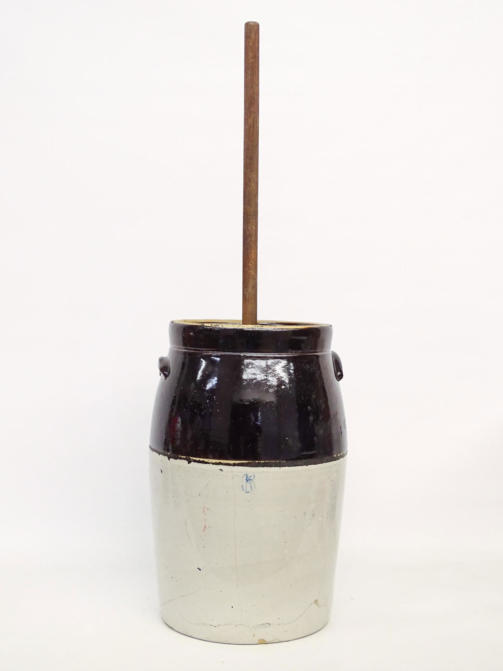 19th c. Stoneware Butter Churn (1 of 6)