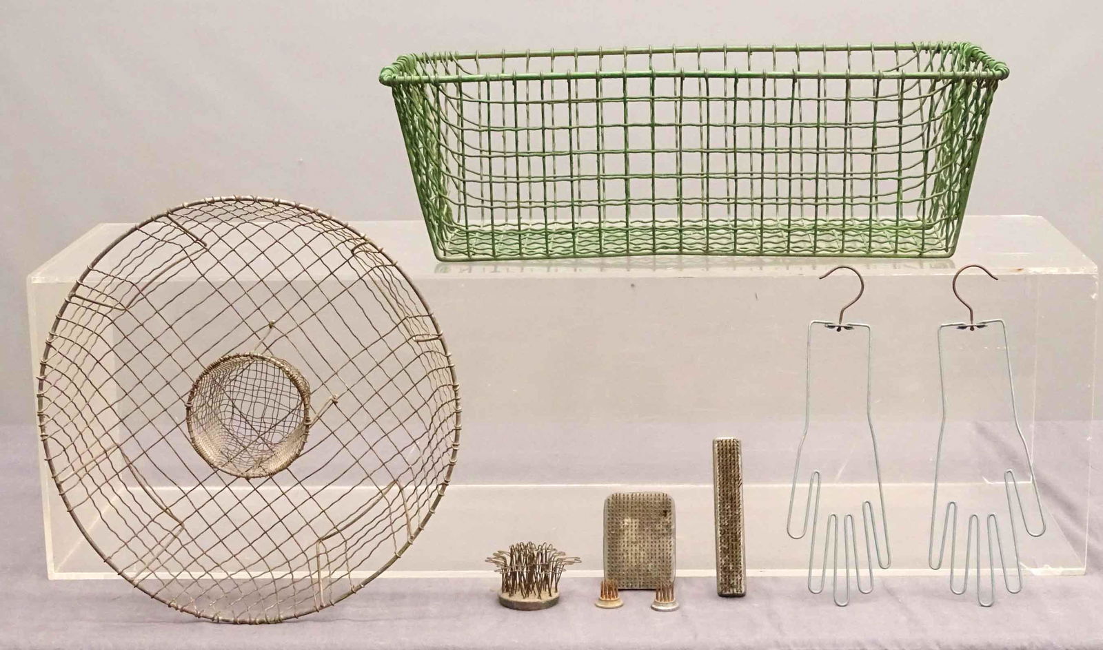 Misc. Lot: Lot decorative baskets and flower frogs.