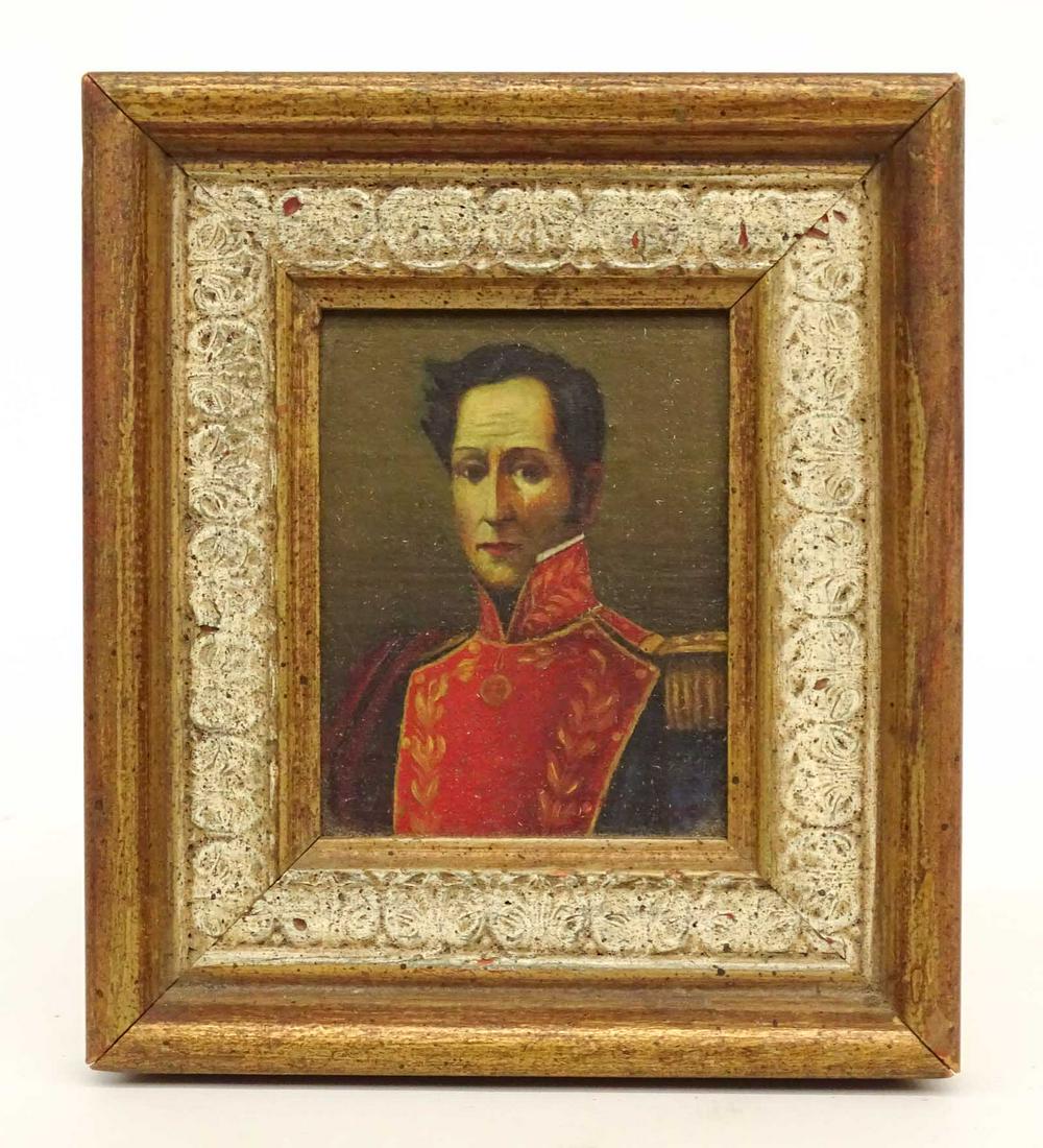 Continental School, Portrait of a Soldier: Continental School, early portrait of a solider. Oil on panel. Sight 3 1/2" x 3".