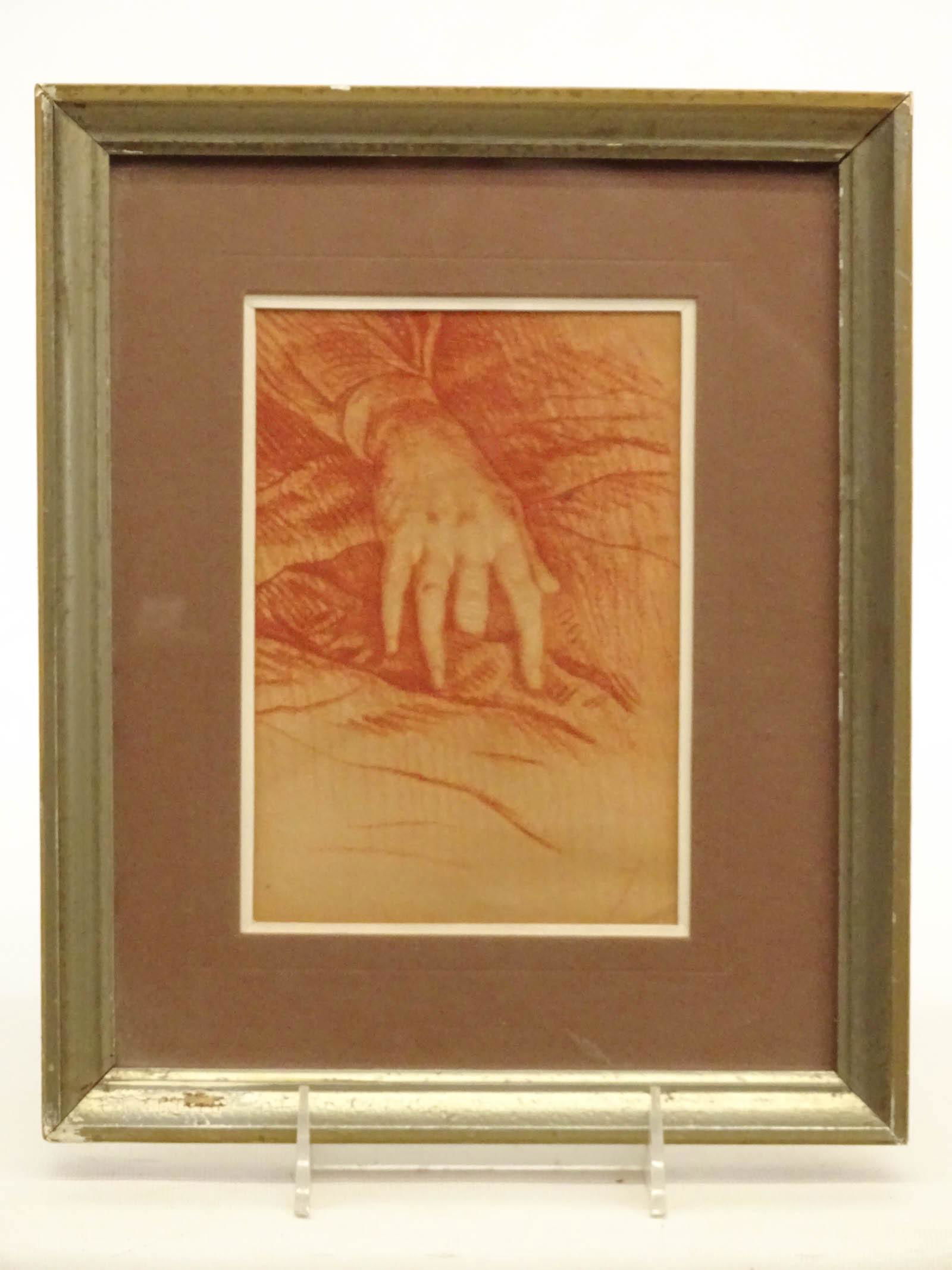 Red Crayon Drawing of Hand (1 of 2)