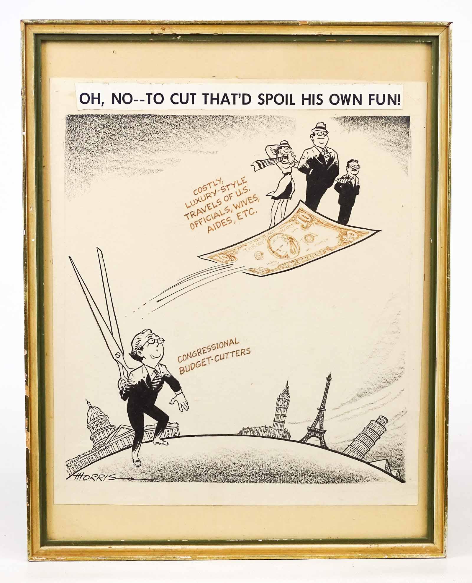 Original Political Cartoon: Original Political cartoon. Signed LLC. Sight 14 1/2" x 12 1/4".