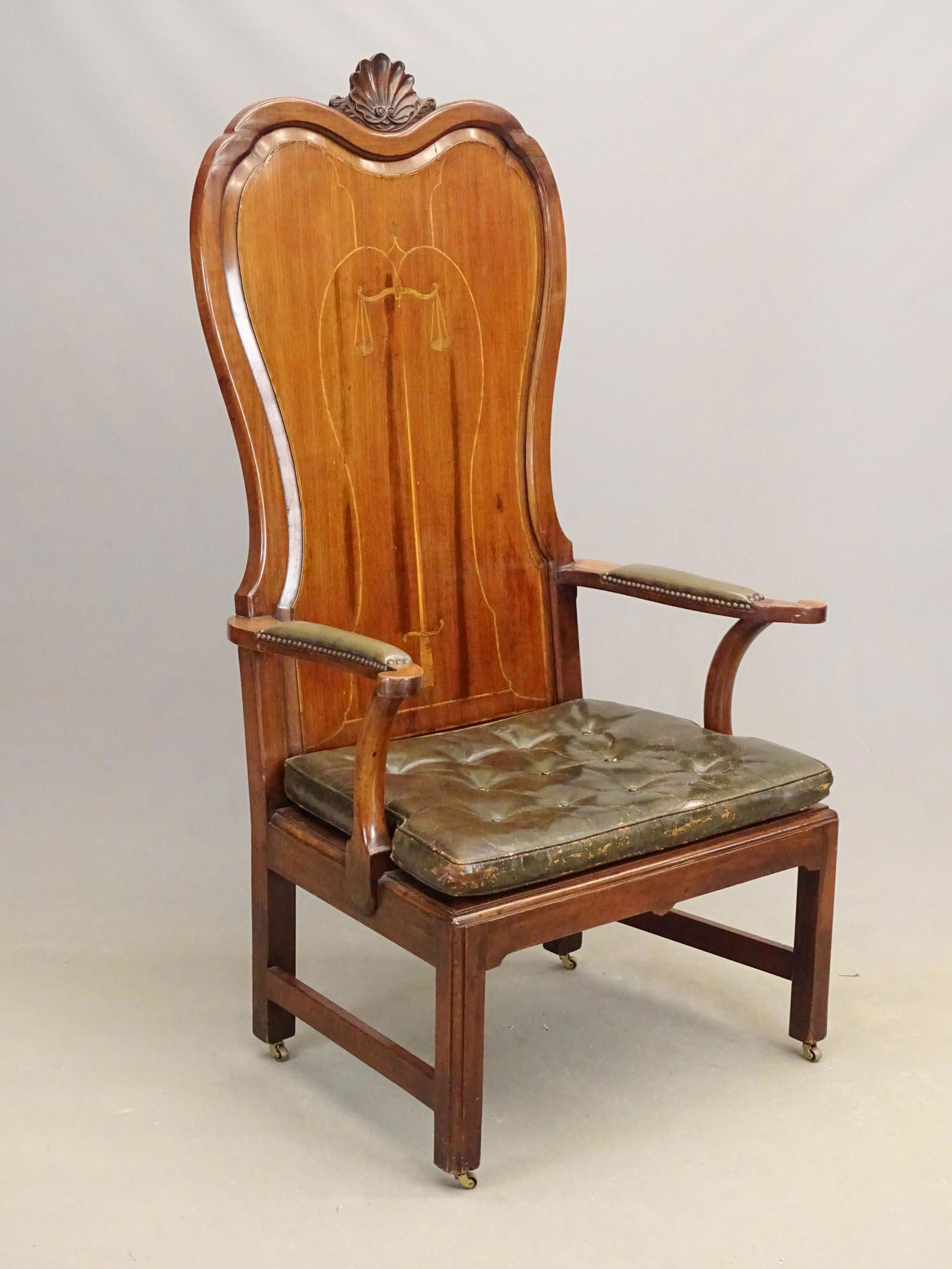 English Inlaid Throne Chair (1 of 3)