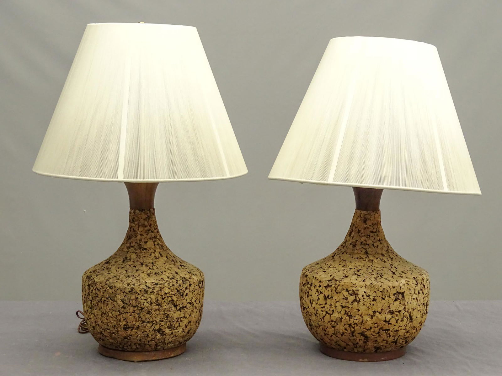 Pair Mid Century Cork Lamps (1 of 3)