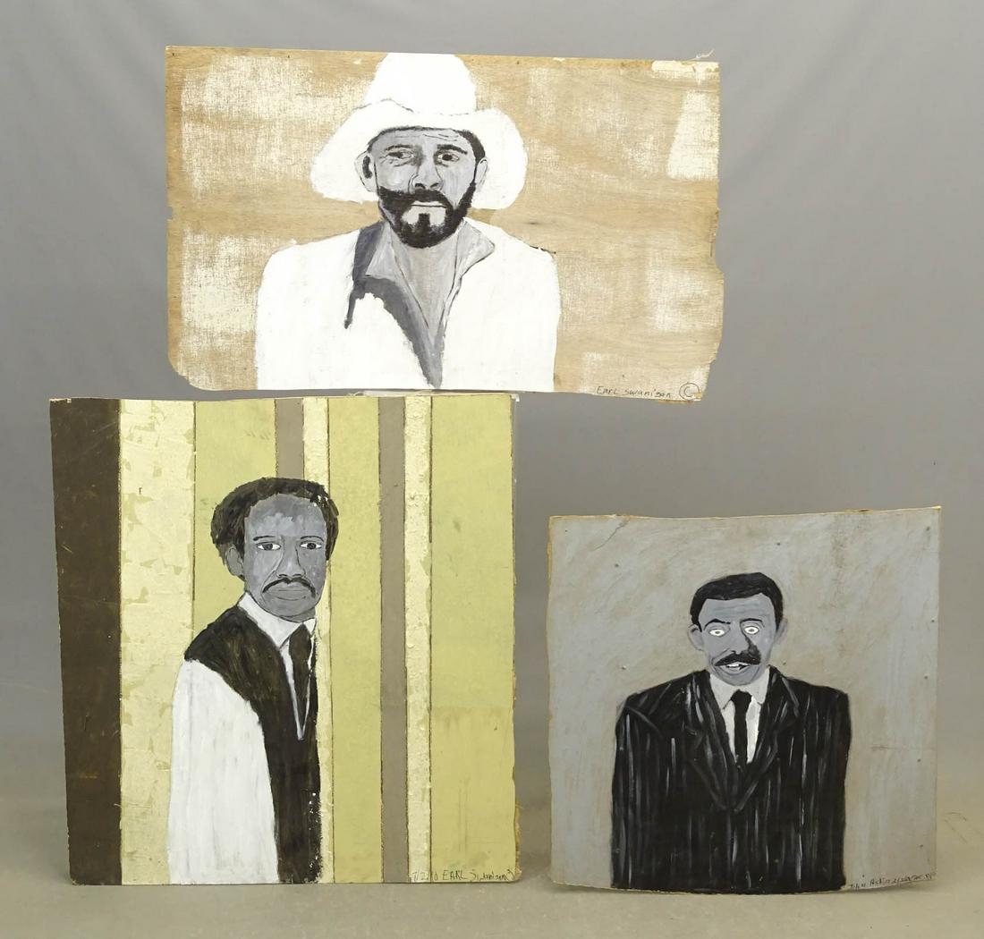Earl Swanigan (20th Century): Earl Swanigan (20th Century), (3) works on panels. Local Hudson artist. Largest 26" x 42 1/2".
