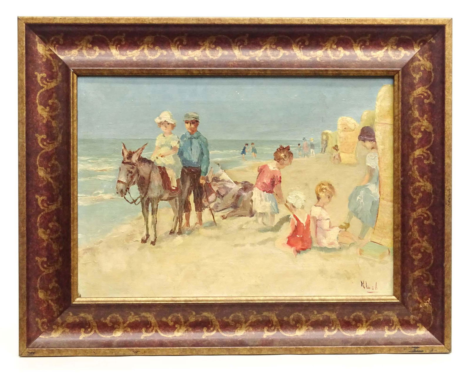 Painting, 19th c. Beach Scene (1 of 6)