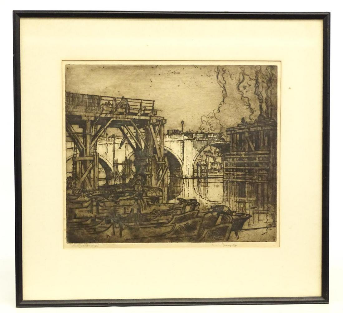 Brangwyn Signed English Bridge Etching (1 of 2)