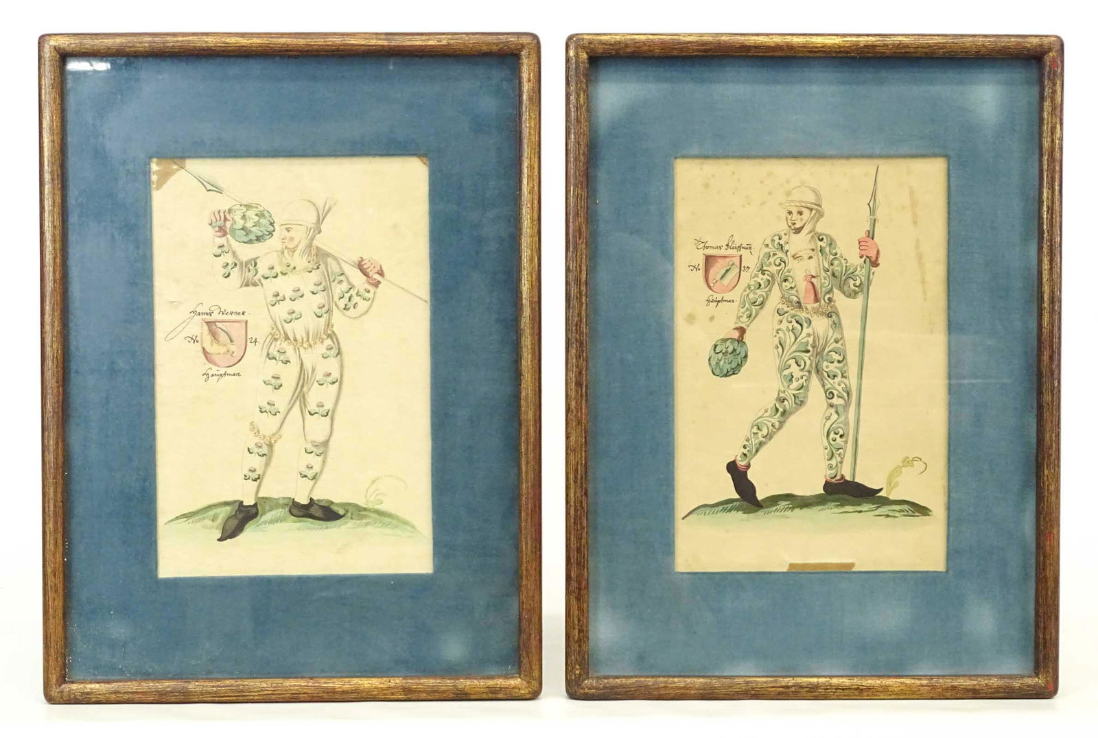 Pair Antique Historical Costume Studies (1 of 6)