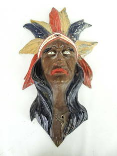 Native American Chief Bust: Late 19th c. Native American Chief. Cast zinc or aluminum. 21" x 12 1/2".