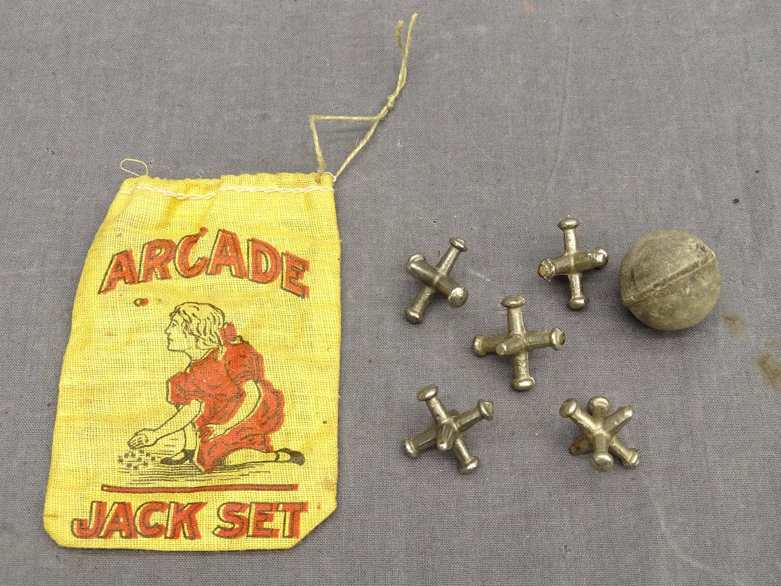 Early Arcade Jack Set: Early Arcade Jack set. Case included.