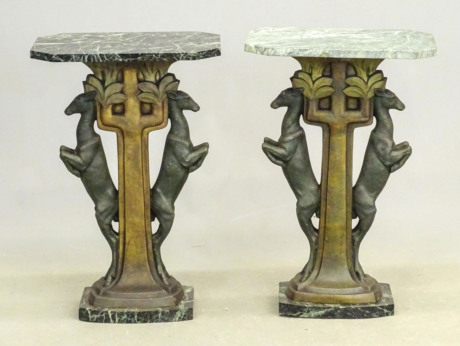Pair Marble & Cast Metal Figural Stands (1 of 4)