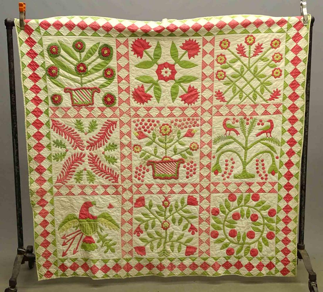 19th c. Floral Applique Quilt (1 of 4)
