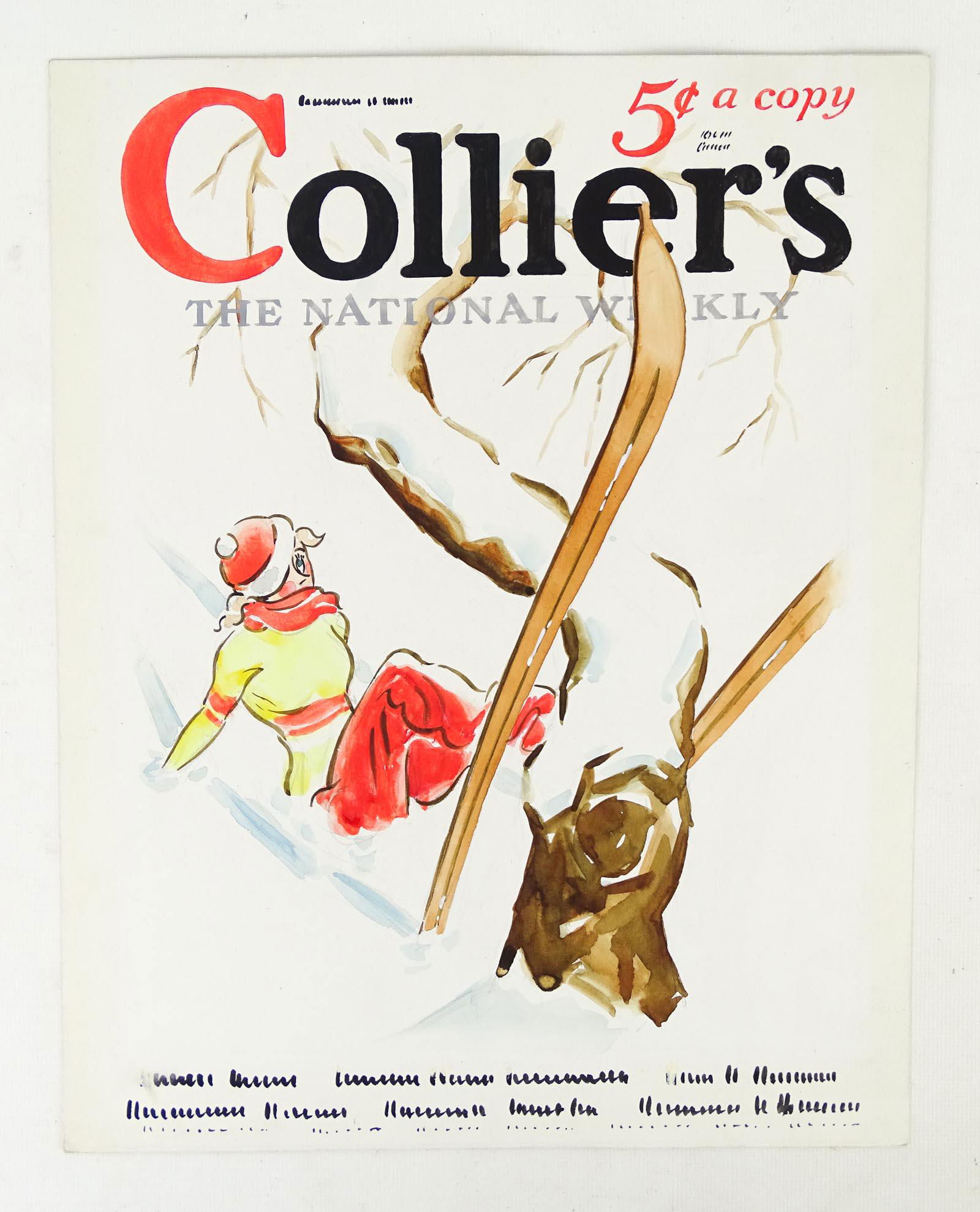 Colliers Magazine Skier Original Art (1 of 2)