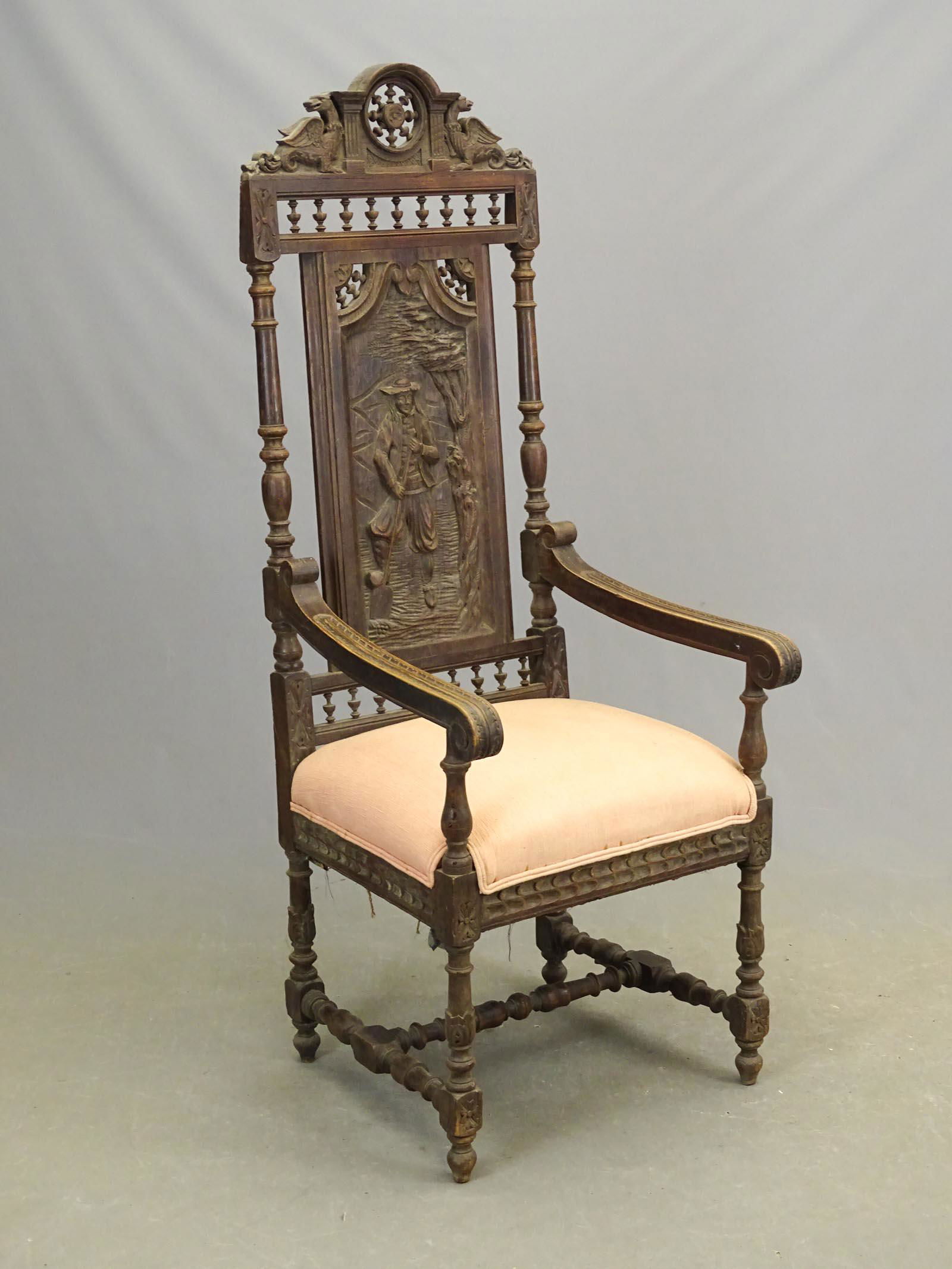 Carved English Throne Chair (1 of 8)