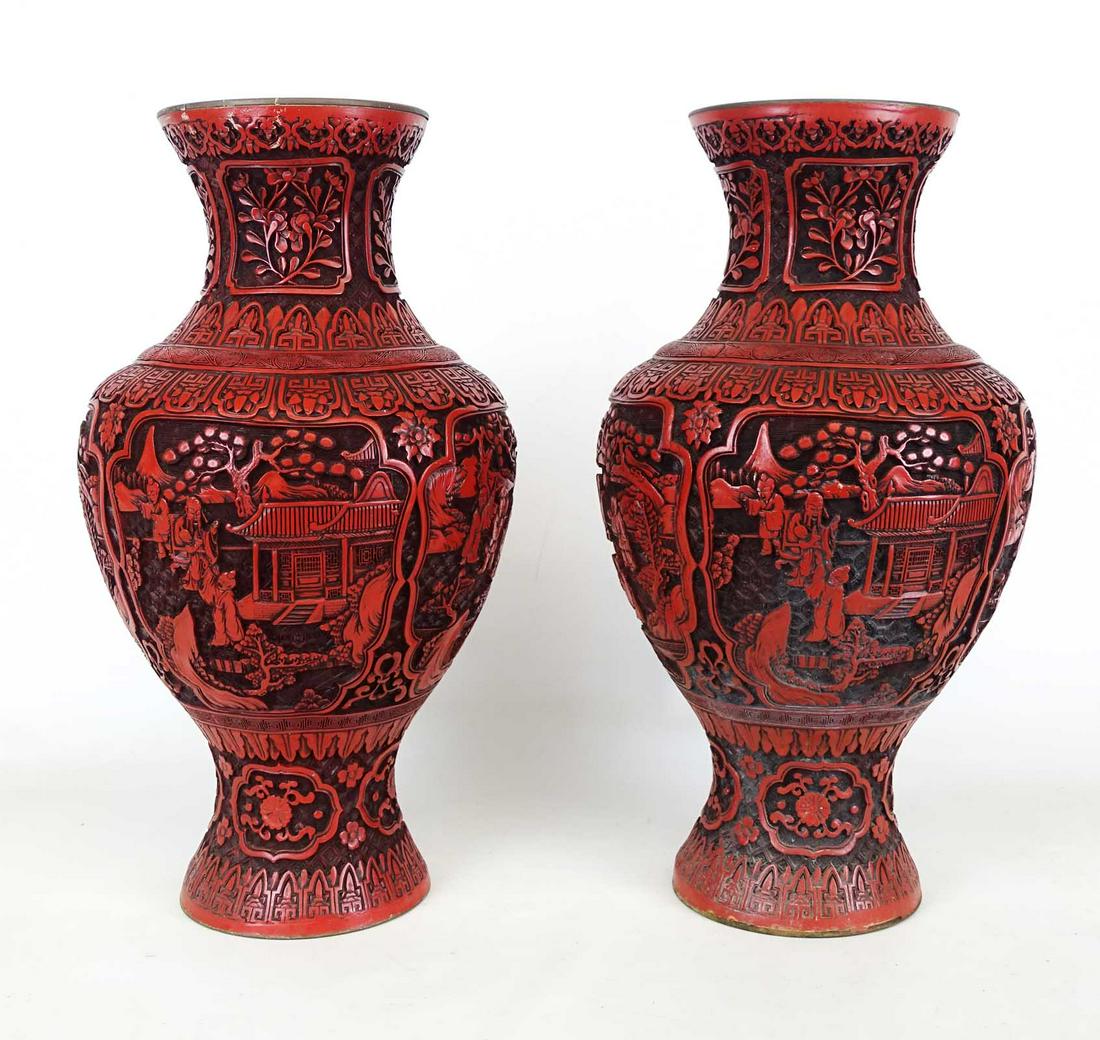 Pair Asian Tall Vases (1 of 7)