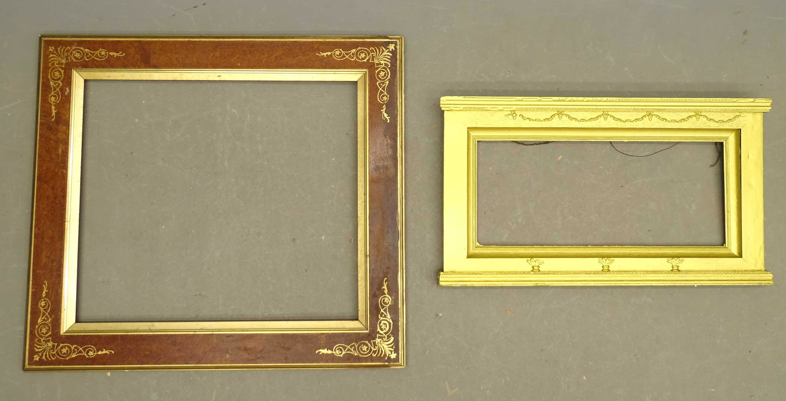 Frame Lot: Lot (2) frames including Renaissance Revival (rabbet size 24 1/2" x 21 1/2"), the other rabbet size 9 1/2" x 22 1/2".