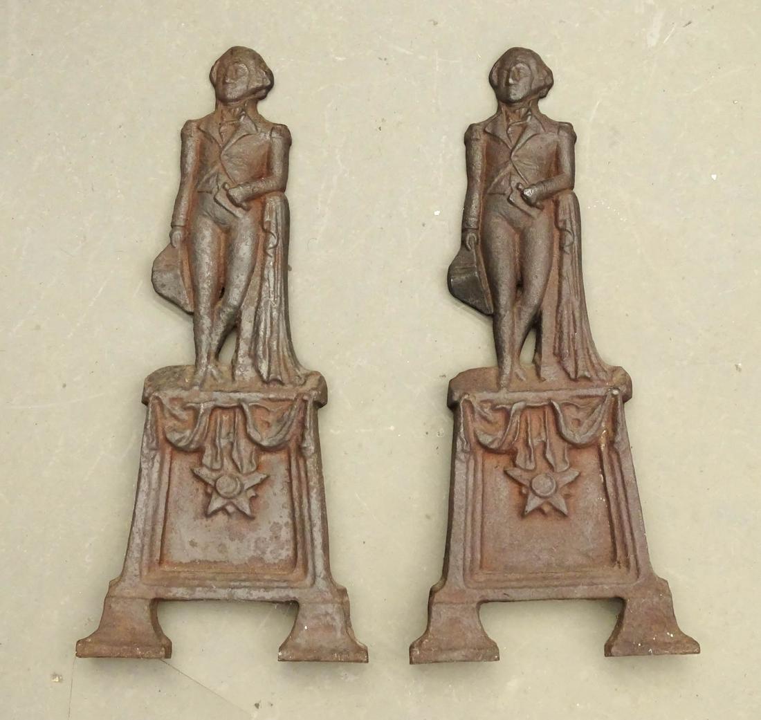 Pair 19th c. George Washington Andirons (1 of 4)